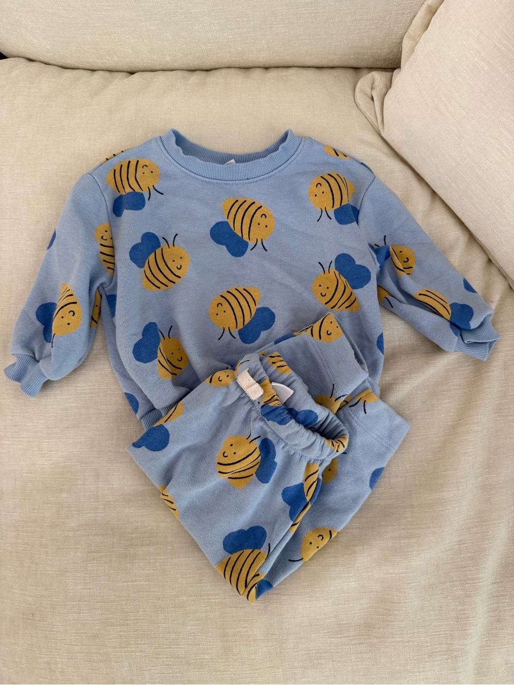 Old Navy Light Blue Bee Print Pajama Set